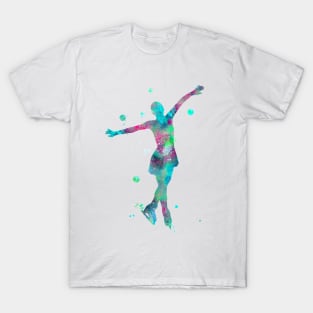 Figure Skating Watercolor Painting 3 T-Shirt